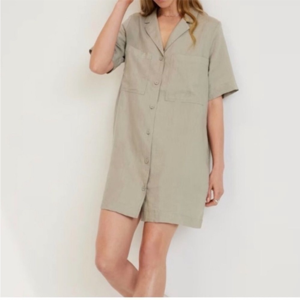Everlane Women's Tan Button-Up Dress